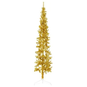 Artificial Half Christmas Tree Gold PVC, Steel 7 ft tall vidaXL - Picture 1 of 7