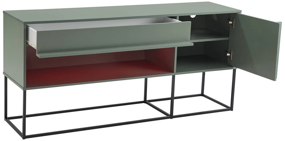 Yazda 60英寸W Sage绿色1抽屉电视支架带USB和LED灯 — 第 1/1 张图片