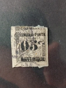 Martinique Stamps Scott #23 Tied To Piece. Damaged Top,CV16.00. - Picture 1 of 2