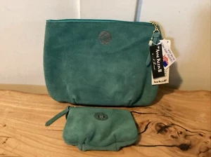 Vintage Anne Klein By St Thomas Suede Cosmetic Purse W/ Tags & Coin Purse Rare! - Picture 1 of 6