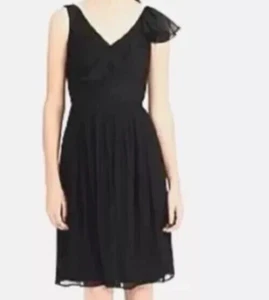 NEW J.CREW Sz 8 Serena Black Silk Chiffon Dress Sleeveless Evening Party Ruffle - Picture 1 of 17