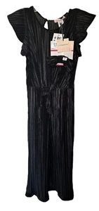 Love Squared Girls 2 PC Set Jumpsuit & Hair Clip Velour Belted Ruffle Size 10/12 - Picture 1 of 8