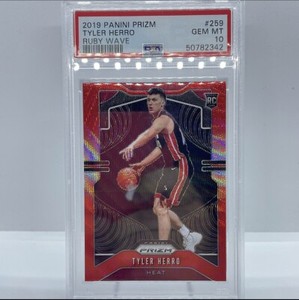 TYLER HERRO RED WAVE RC PSA 10 - 2019-20 Panini NBA Prizm Basketball Rookie