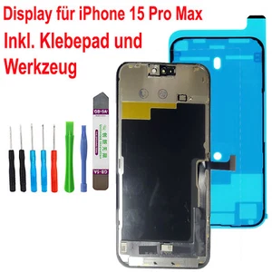 HX Display für iPhone 15 Pro Max LCD Bildschirm SCHWARZ Black + Klebepad + TOOL - Picture 1 of 1
