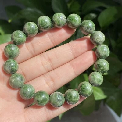 11.5mm Natural Green Diopside Quartz Crystal Gemstone Beads Bracelet 1186 - Image 1 of 4