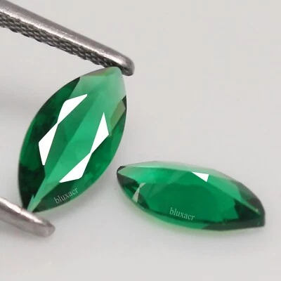Par de gemas marquesa certificadas naturales MUZO colombianas verde esmeralda 5x2,5 mm BX01 Foto 1 de 4