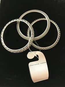 PULSERAS BRAZALETE APILABLES CHARLOTTE RUSSE TONO PLATA TRES - Imagen 1 de 2