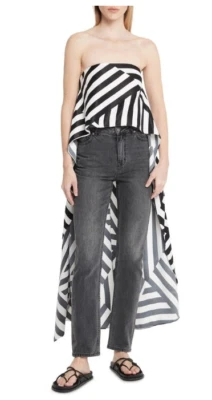 NUEVO Top Sass & Bide para mujer 6 sin tirantes Sweet Nothing negro blanco rayas 18524 Foto 1 de 4