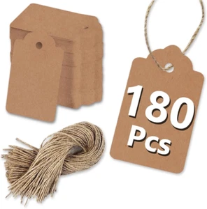 180 Pcs Gift Tags with String Kraft Paper Blank for Price Tag Gift Bag Hang Tags - Picture 1 of 12