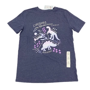 Cat & Jack Boys Size XL 16 Crew Neck Short Sleeve T-Shirt Dinosaur Navy - Picture 1 of 9