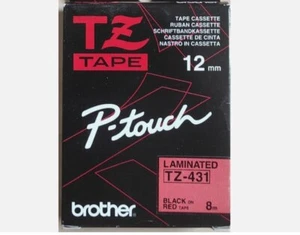 original Brother TZ-431 Schriftband laminiert 12mm 8m Black on Red Tape OVP - Picture 1 of 2