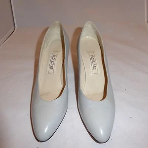 Italy Made Nordstrom Shoes 9 AAAA Narrow Genuine Leather 3" Gray High Heel Pumps - Picture 1 of 7