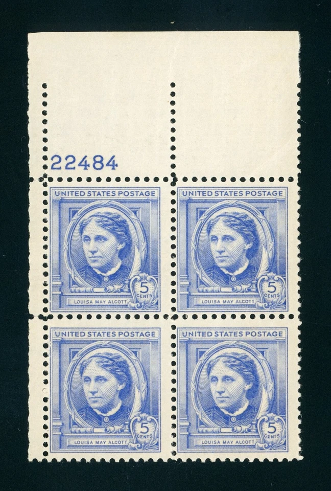 Sello de Estados Unidos #862 Louisa Mae Alcott 5c - Bloque de placas de 4 - MNH - CV $8,00 Foto 1 de 1