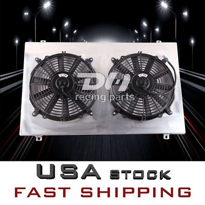 Cubierta de aluminio + ventilador de plástico compatible con 88-99 Chevy C1500 P30 P3500 núcleo de 28" con ventiladores de 12" Foto 1 de 4