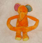 Kelly Toy Plush Orange Long Leg Elephant Gingham Check Ears Feet Stuffed Animal