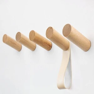 evory 5 Pack Wood Wall Hooks, Rustic Wooden Coat Hooks Wall Mount, No Damage ... - Picture 1 of 7