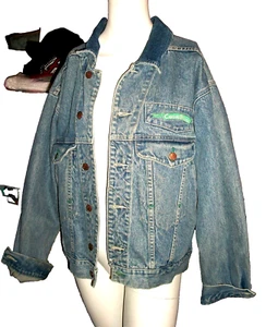 VTG Code Bleu Jean Denim Jacket Trucker GRUNGE Heavy 90s Y2K UNISEX CHEST 42" - Picture 1 of 14