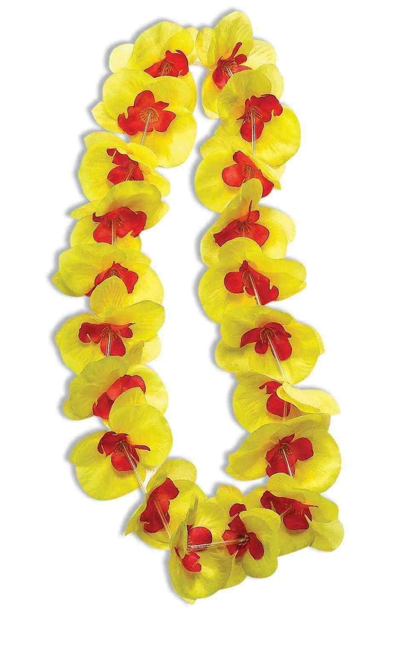Forum Hawaiian Luau Fiesta de Verano Flor Pétalo Poliéster Tela Lei, Amarillo Rojo Foto 1 de 1