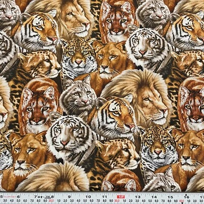 Feline Cats Barbara Keith for Elizabeth's Studio Cotton Fabric Remnant 23" x 43" - Image 1 of 2