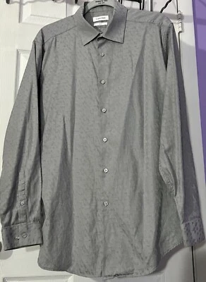 Calvin Klein Mens Slim fit Geometric Button Down Dress Shirt XL 17 1/2  34/35 - Image 1 of 4