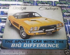 Vintage Replica Tin Metal Sign Mopar Dodge Challenger hemi yellow black car new