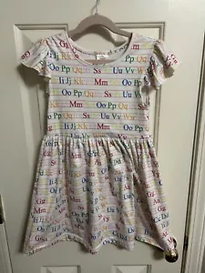Sparkle In Pink White Alphabet Dress Size XL 6T (?) Back To School - Picture 1 of 3