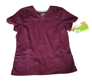 NWT - Landau 4160 ProFlex Womens Vneck Maroon S/S Scrub Top Sz XL - Picture 1 of 4