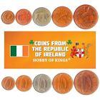 5 Irish Coins. Different Coins From Island. Foreign Currency, Valuable Money