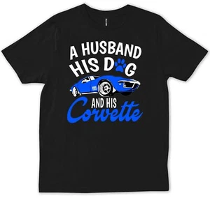 Husband Dog Dog Dad Pawdre Corvette Owner T-shirt - Picture 1 of 7
