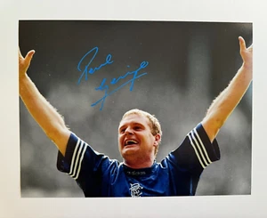 Signed PAUL GASCOIGNE Glasgow Rangers 16"x12" Photo -PROOF/COA- England - Picture 1 of 4