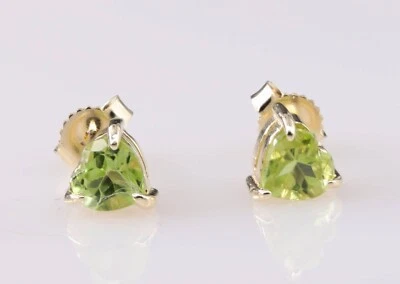 585/- 14 KT Gelbgold Ohrstecker, Peridot, Herzform, guter Zustand. - Bild 1 von 3