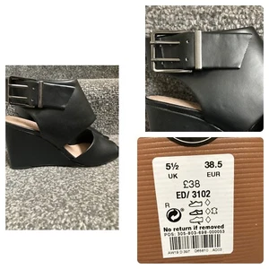 Next Size UK 5.5 / EU 38.5 Women’s Black Shoes Sandals Gift New Quality - Picture 1 of 12