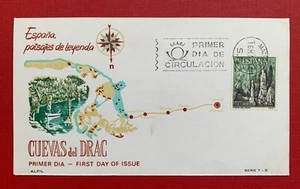 SPAIN 1964 FIRST DAY COVER - CUEVAS DEL DRAC, MAJORCA - SERIES T-3, NO ADDRESS - Picture 1 of 2