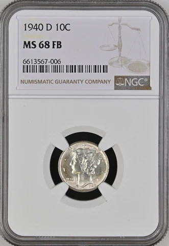 1940-D 10C FB  Mercury Dime NGC MS68FB  6613567-006 Cover