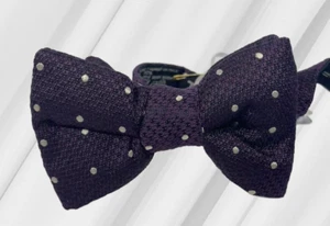 NWT Tom Ford Purple Textured W White Polka Dot adjustable Bow Tie Made in ITALY - Picture 1 of 3