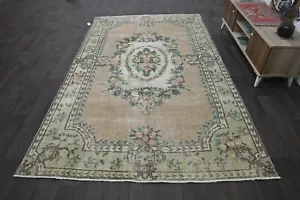 Oushak 6x10,Turkish Rug,vintage,anatolian,BROWN,kilim,Bohemian,handmade,wool - Picture 1 of 11