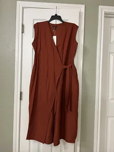 XL EILEEN FISHER PEKOE  WASHABLE STRETCH CREPE WRAP WIDE LEG JUMPSUIT - Picture 1 of 8