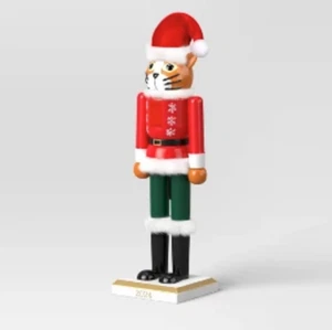 Target Wondershop 14" Wooden Orange Cat Nutcracker 2024 ~ Santa Hat Christmas - Picture 1 of 3