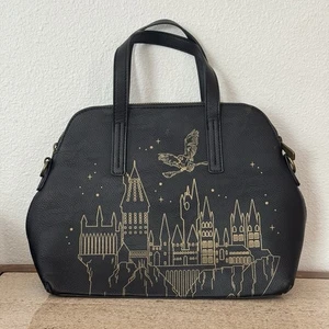 Loungefly Harry Potter Hogwarts Outline Satchel Bag Purse Hedwig Castle Black - Picture 1 of 11
