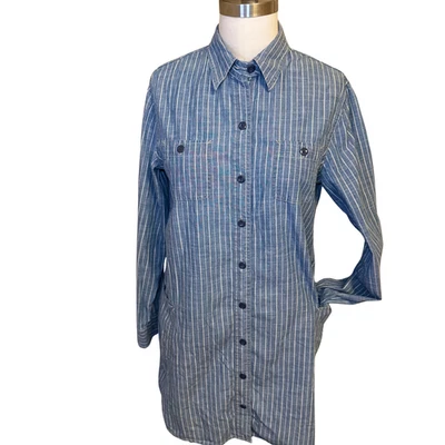 Lucky Brand Shirt Dress Womens Small Blue Chambray Button up Casual Above knee - Image 1 of 4