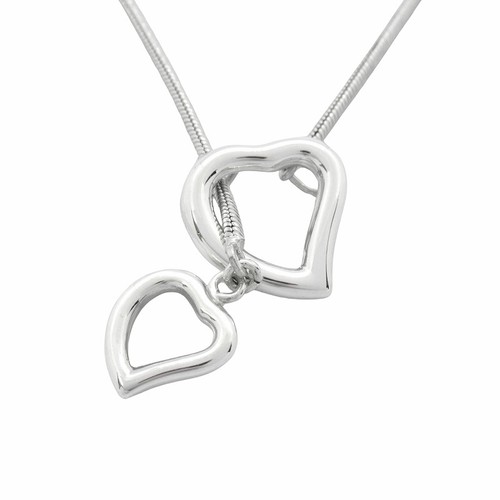 SAINT LAURENT (YSL) Collana Yves Saint Laurent Doppio Cuore Lariat Catena Sv925 Accessori Argento