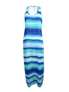 Calvin Klein Women's Plus Striped Chiffon U-Neck Maxi Dress - Picture 1 of 2