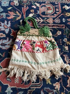 Vintage Woven Purse Shoulder Bag Cotton - Picture 1 of 9
