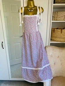 Pink City Prints Elena Block Printed Tie Straps Provence Dress Size L Summer - Picture 1 of 15