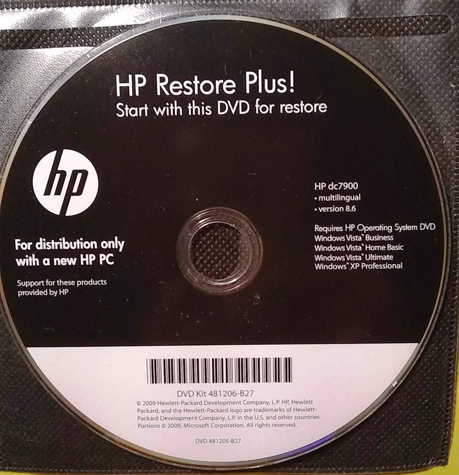 HP Restore Plus! DVD for HP dc7900 - Image 1 of 1