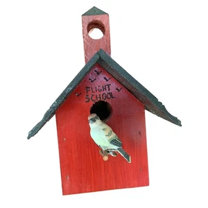 Vintage Holz Vogelhaus Flugschule signiert Alice Harris 1994 - Bild 1 von 6
