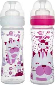 Neobaby Biberon in Polipropilene Collo Largo Con Tettarella in Silicone 250 Ml, - Foto 1 di 12