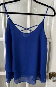Venus Blue Tank Top Flowy Strappy Women's Medium Beach Blouse - Picture 1 of 8