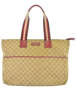 Gucci Gg Canvas Tote Bag Beige Zip Pocket Spring Summer Vintage Authentic - Picture 1 of 15
