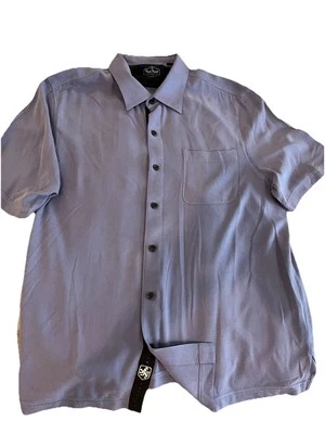 Nat Nast Short Sleeve Medium Button Front 100 % Silk Shirt Mens Periwinkle - Image 1 of 4